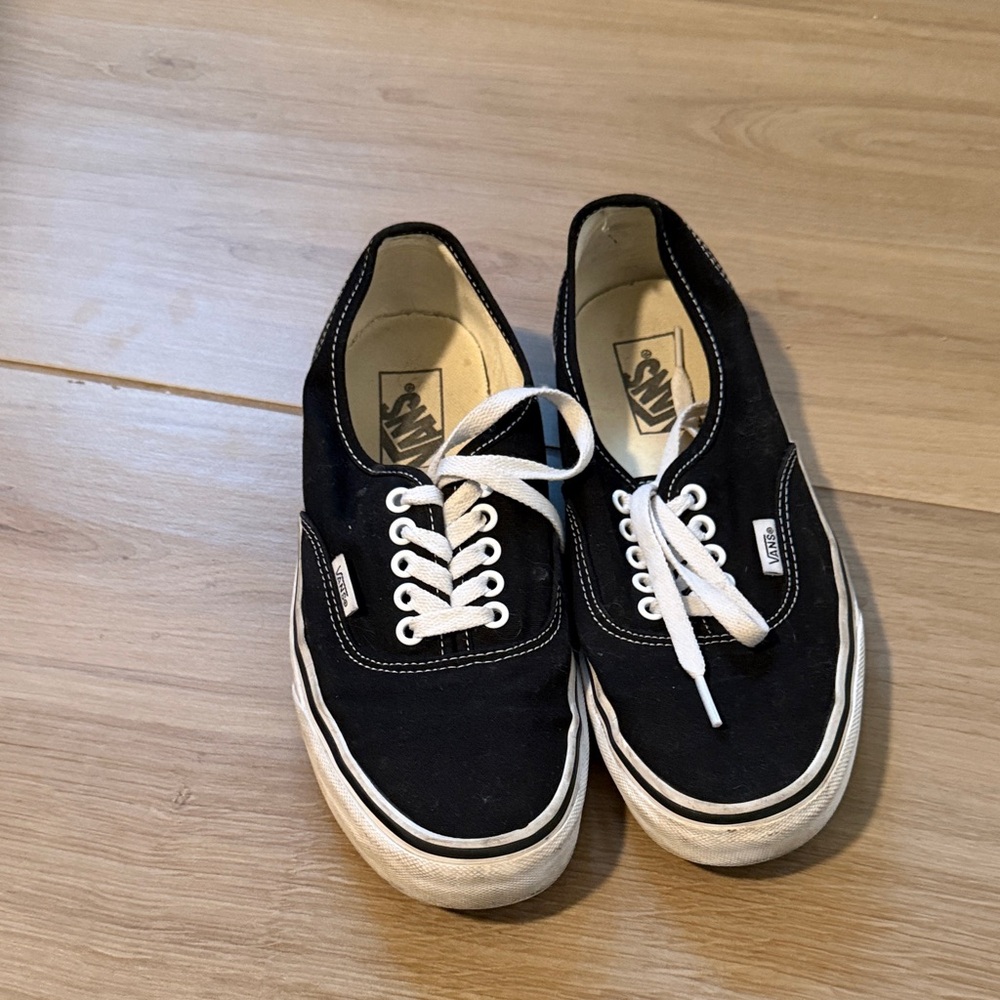 Vans Unisex Black and White Canvas Sneakers